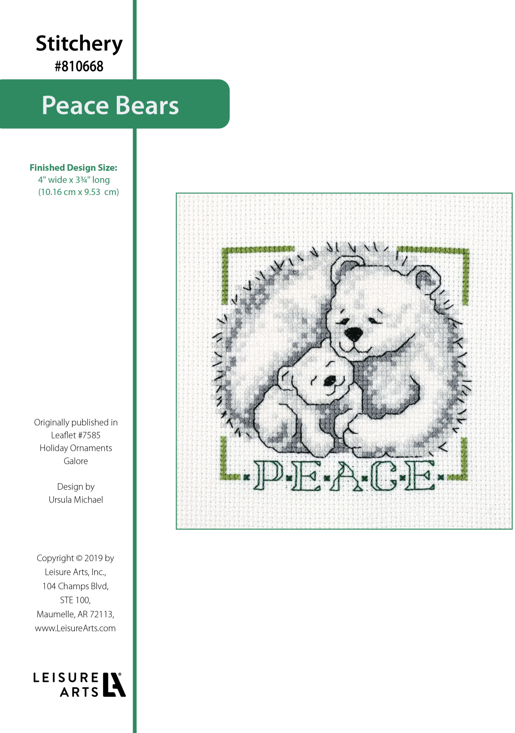 Leisure Arts Holiday Ornaments Galore Peace Bears Cross Stitch ePattern