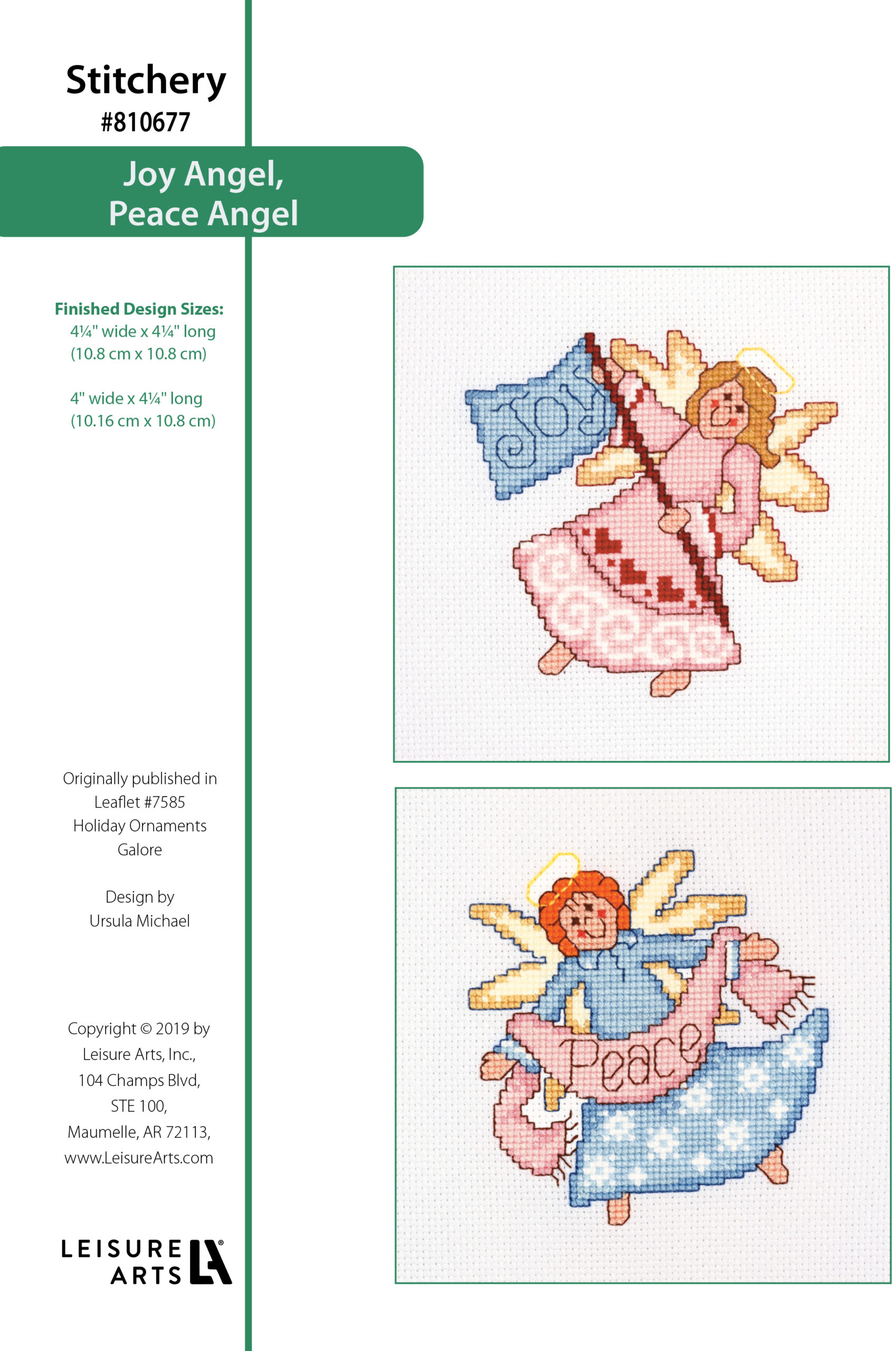 Leisure Arts Holiday Ornaments Galore Joy Angel Peace Angel Cross Stitch ePattern