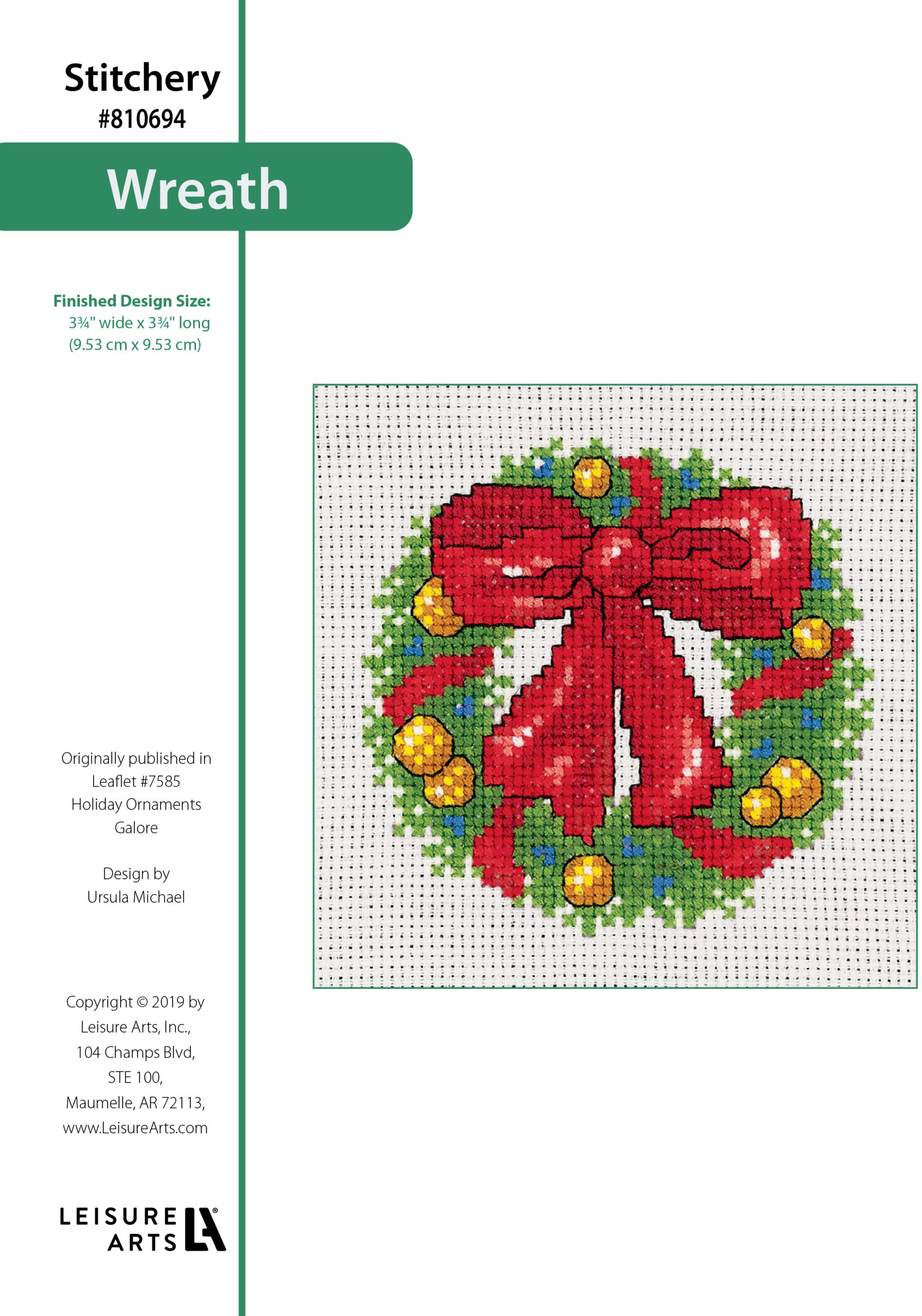 Leisure Arts Holiday Ornaments Galore Wreath Cross Stitch ePattern