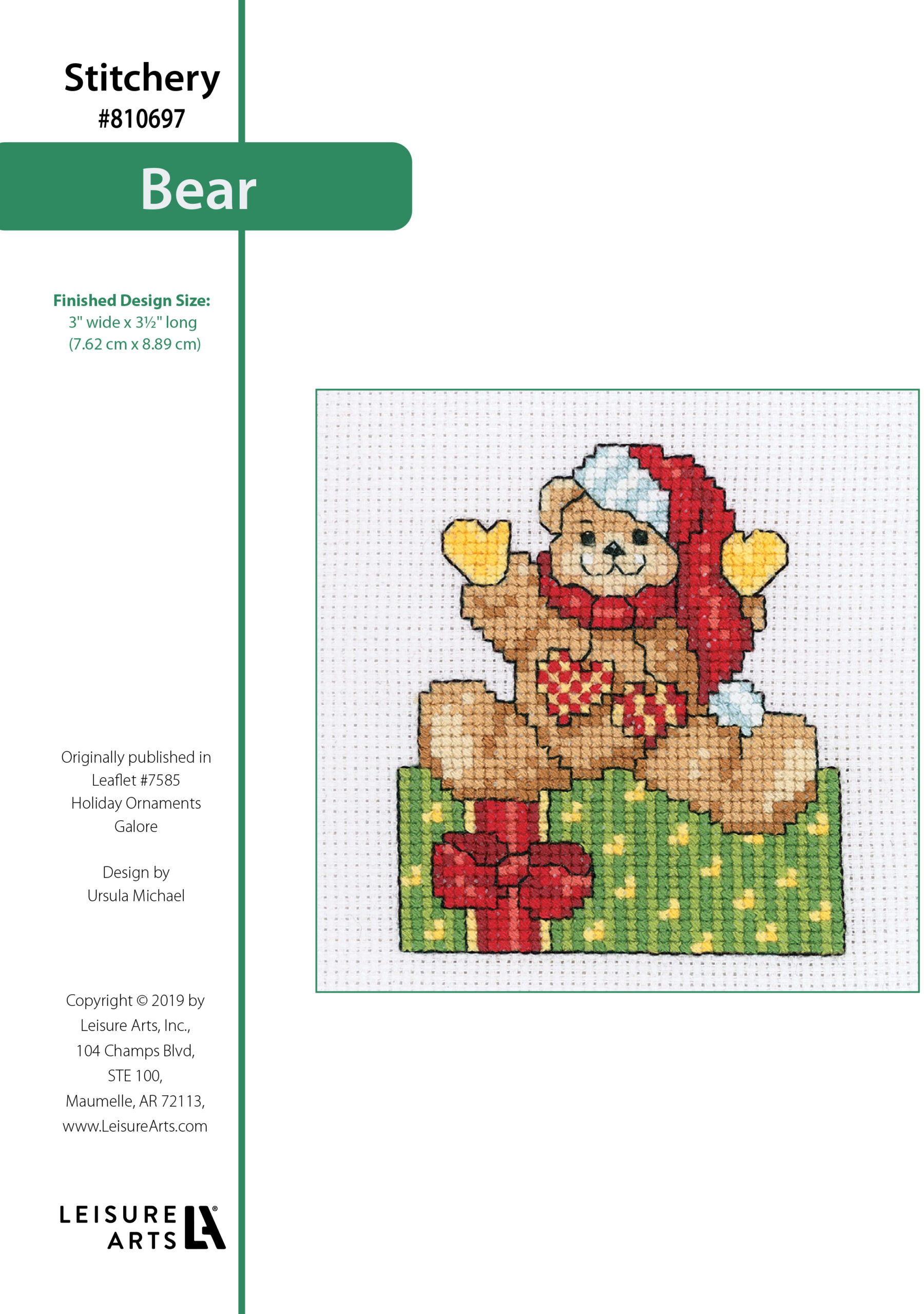 Leisure Arts Holiday Ornaments Galore Bear Cross Stitch ePattern