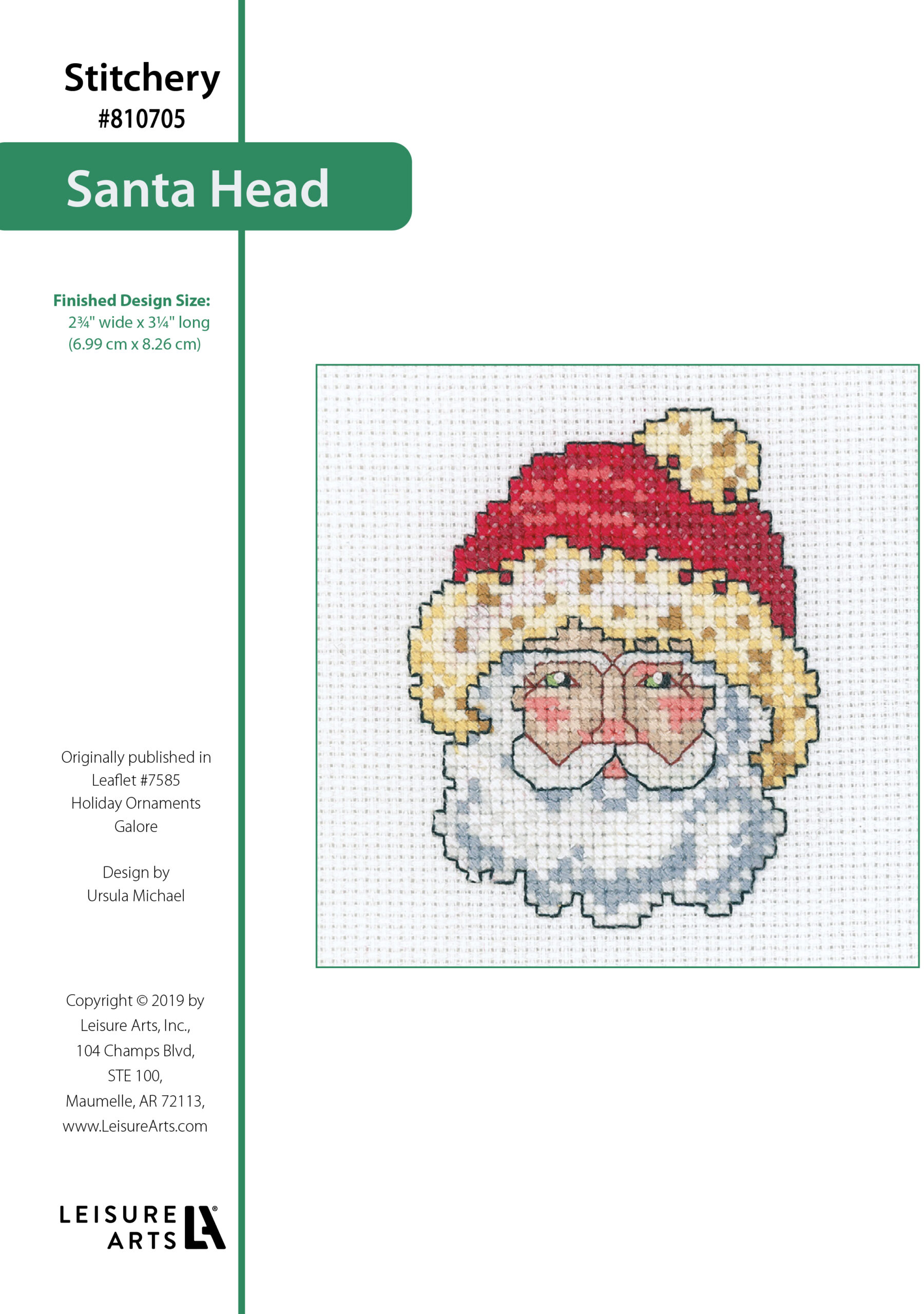 Leisure Arts Holiday Ornaments Galore Santa Head Cross Stitch ePattern