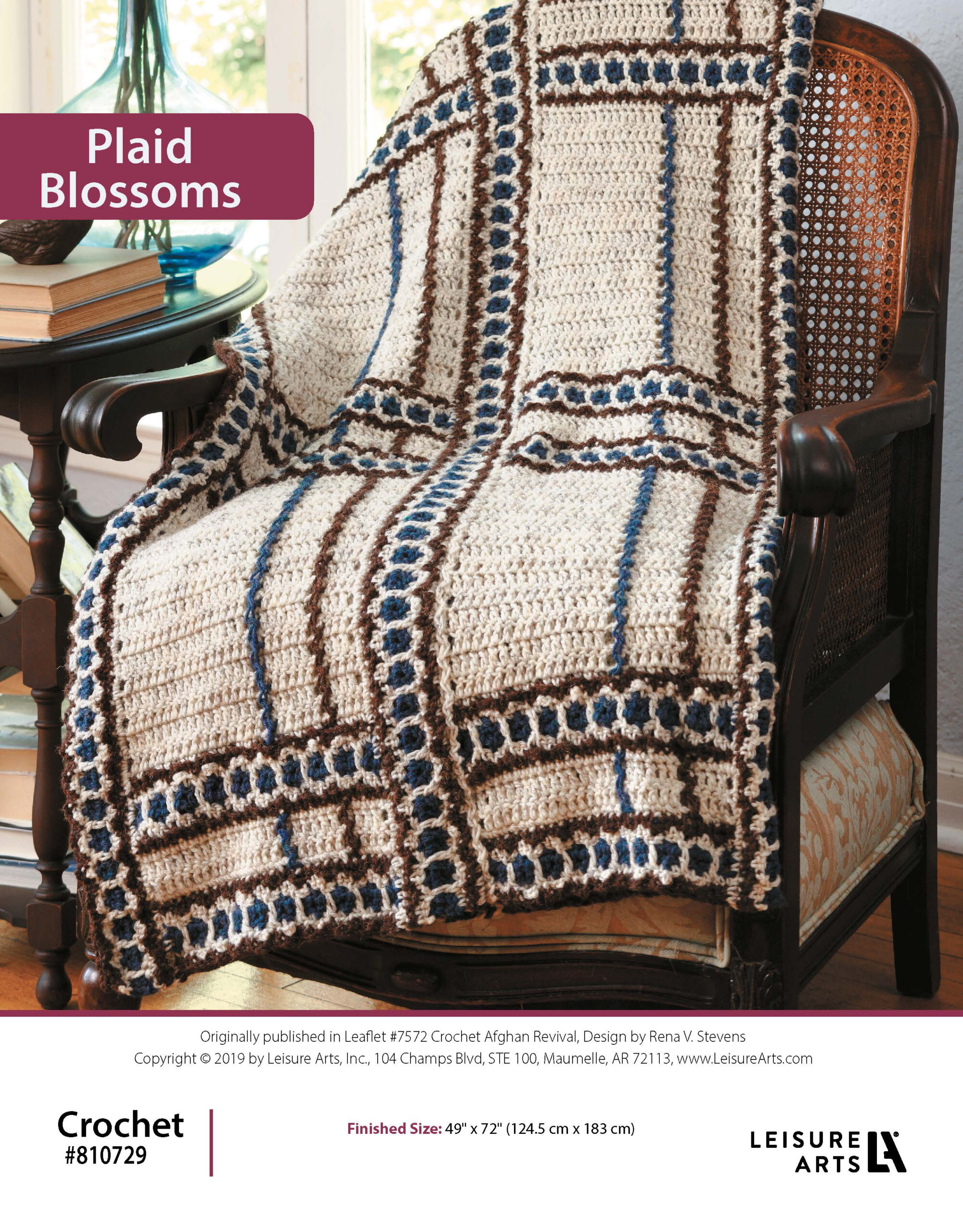 Leisure Arts Crochet Afghan Revival Plaid Blossoms ePattern