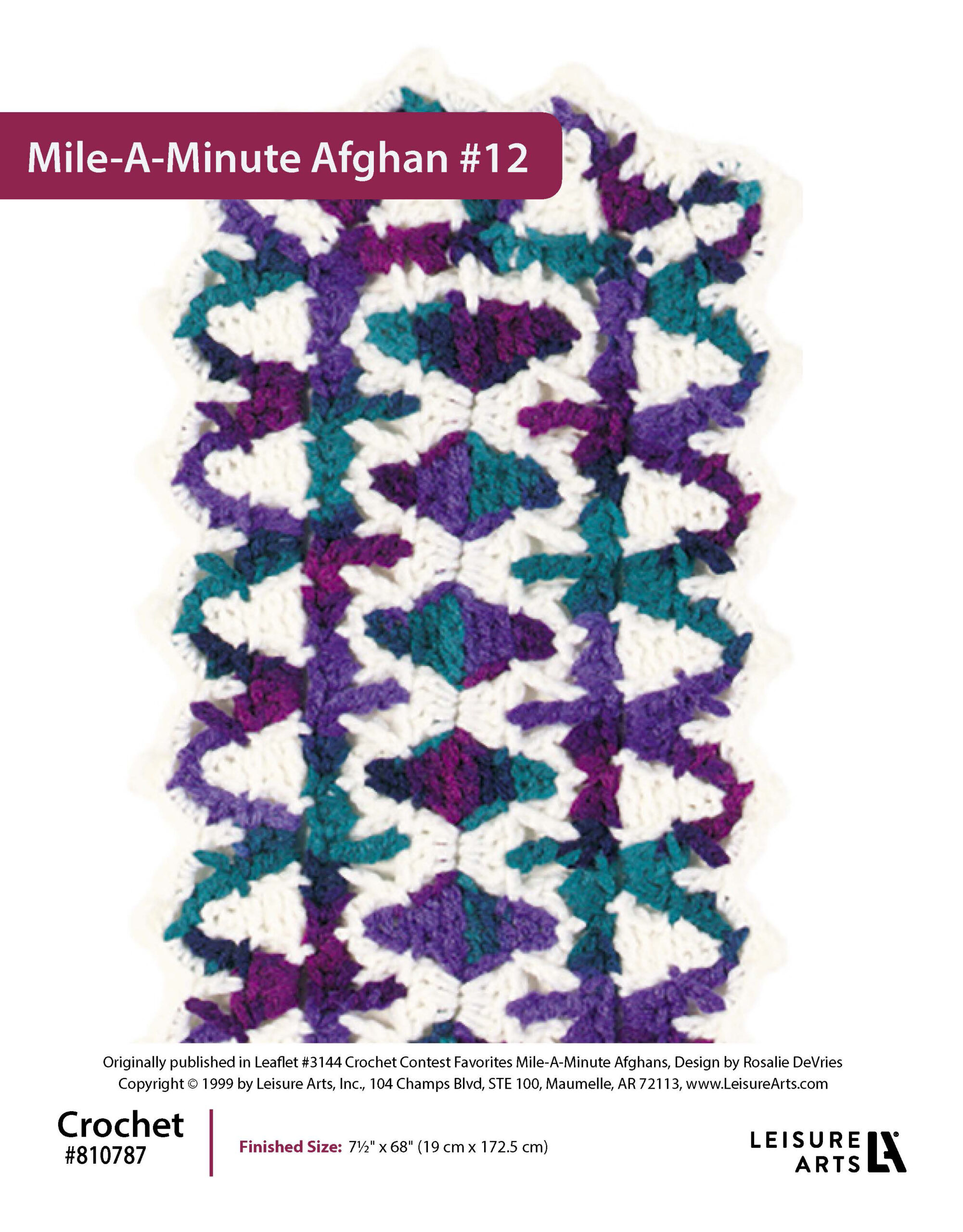 ePattern Leisure Arts Crochet MileAMinute Afghan 12