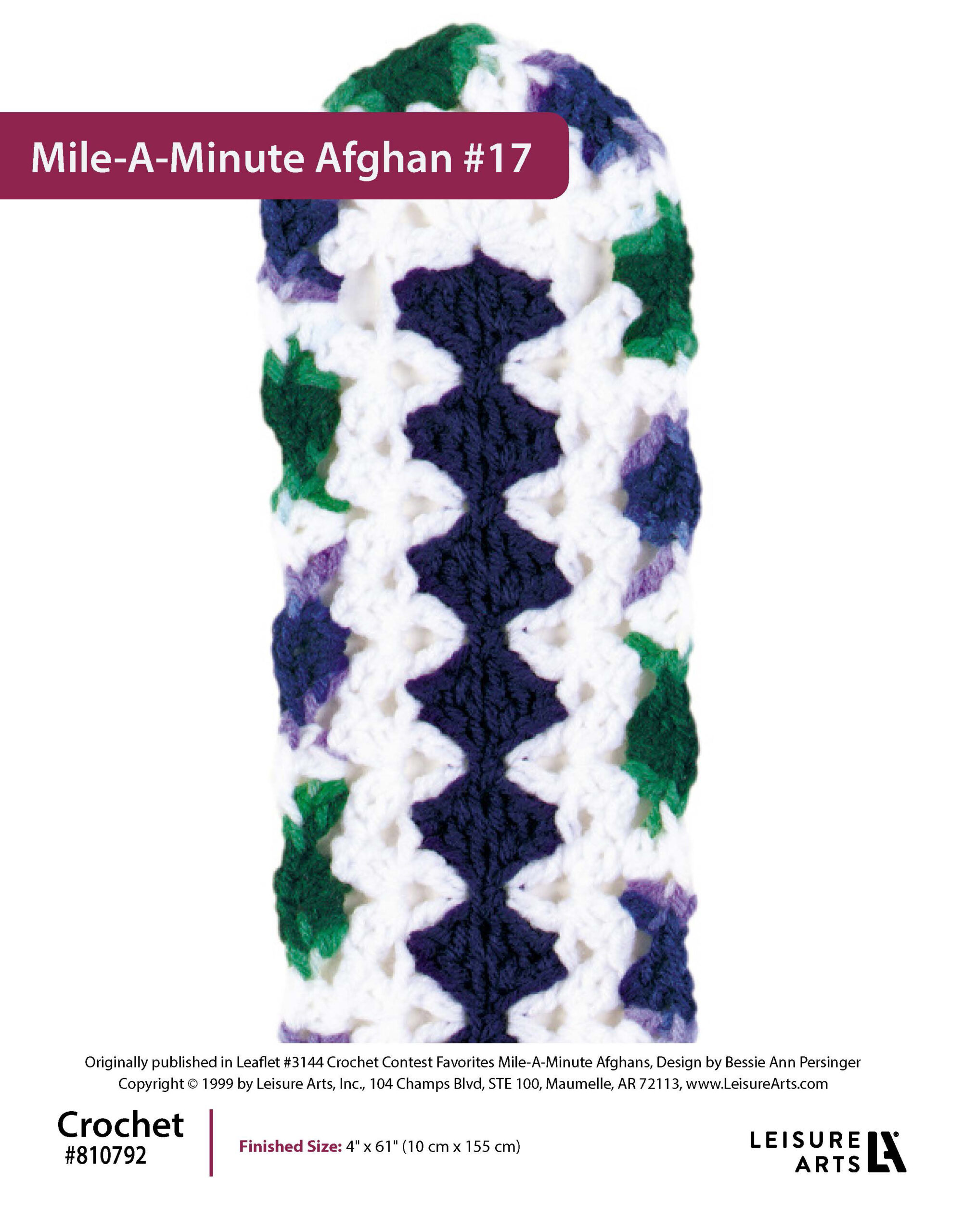 ePattern Leisure Arts Crochet MileAMinute Afghan 17
