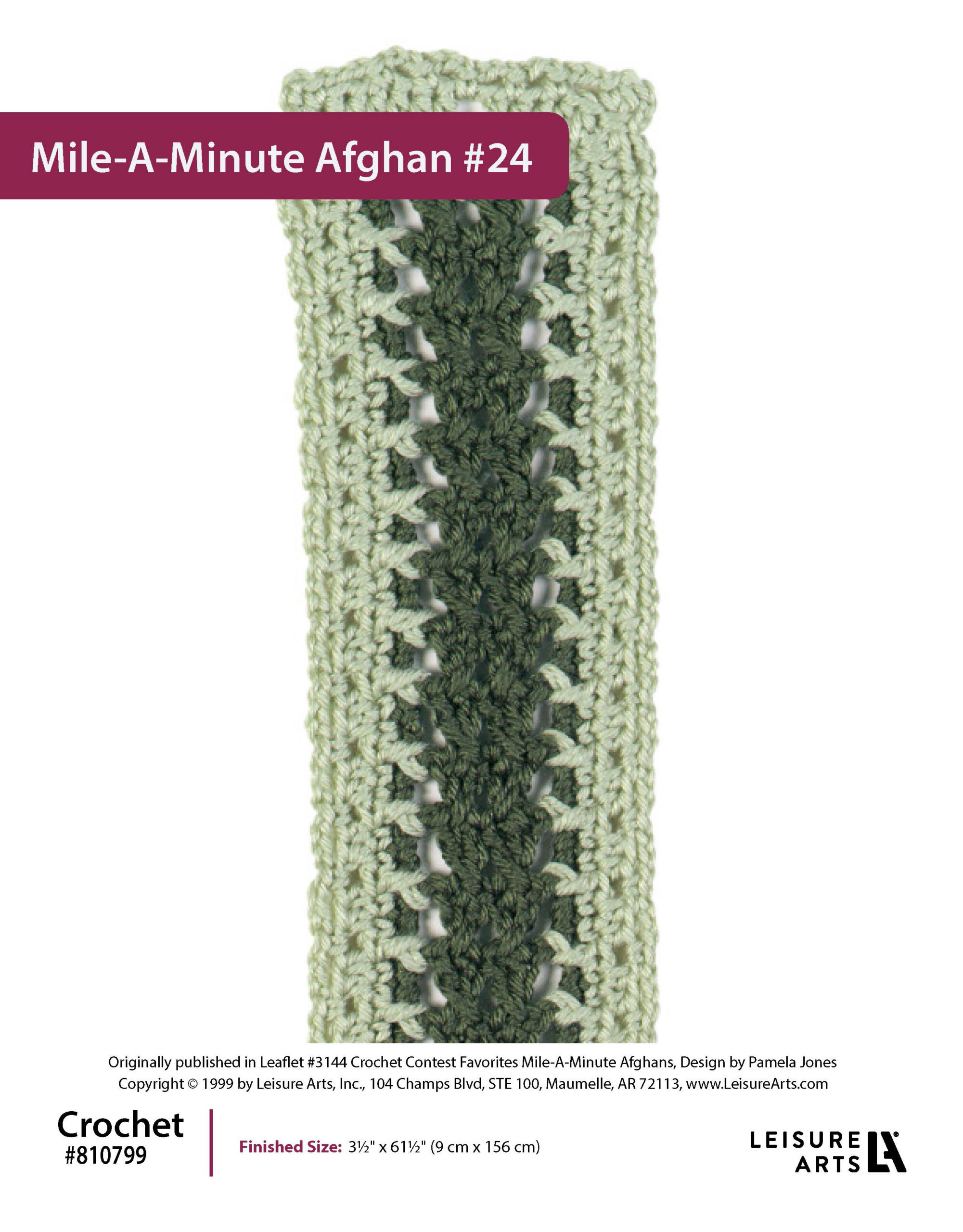 ePattern Leisure Arts Crochet MileAMinute Afghan 24