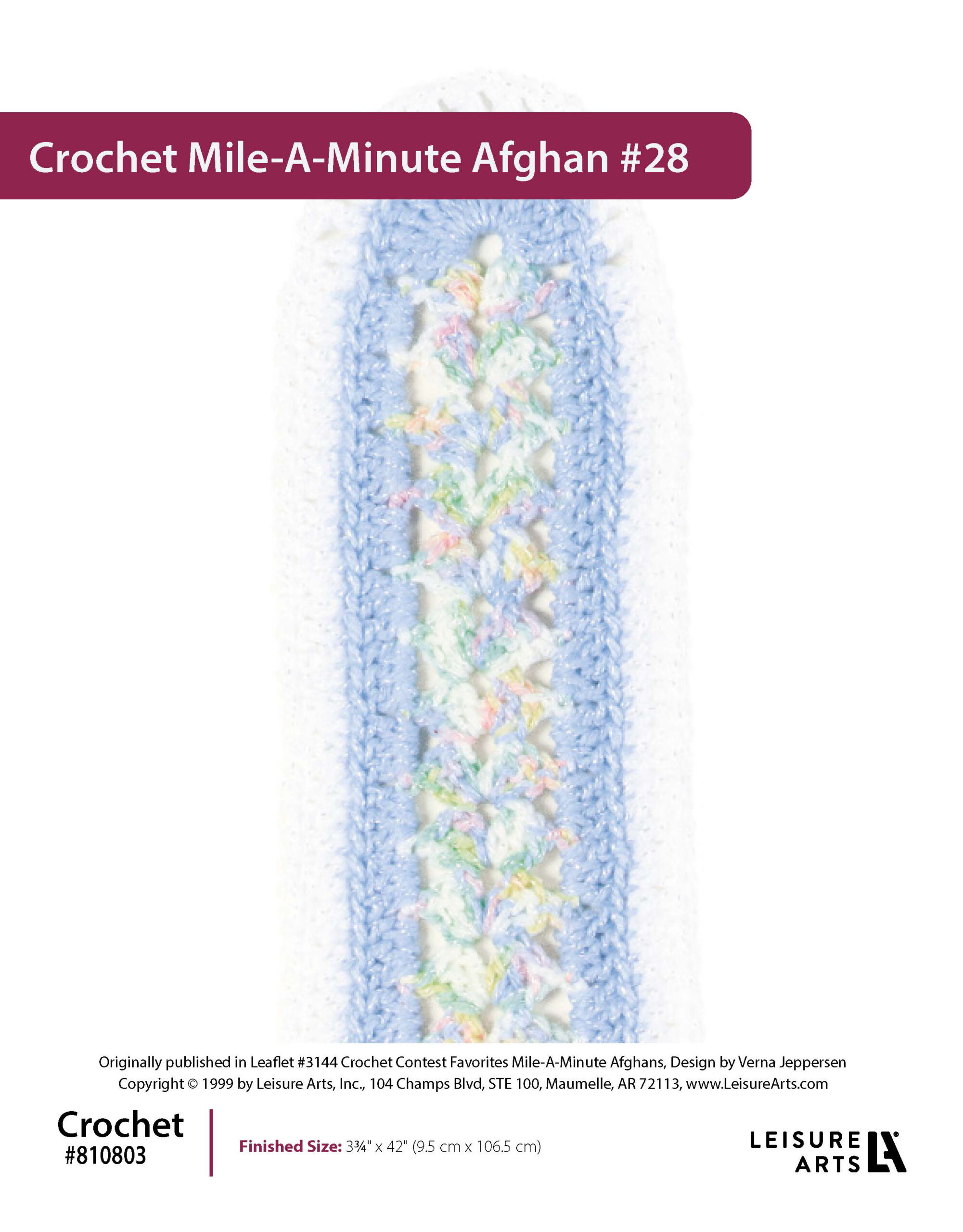 ePattern Leisure Arts Crochet MileAMinute Afghan 28