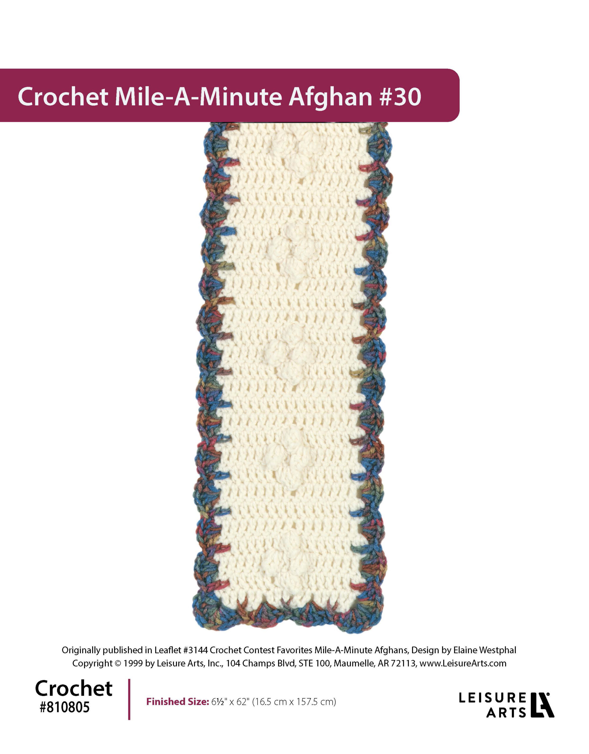 ePattern Leisure Arts Crochet MileAMinute Afghan 30