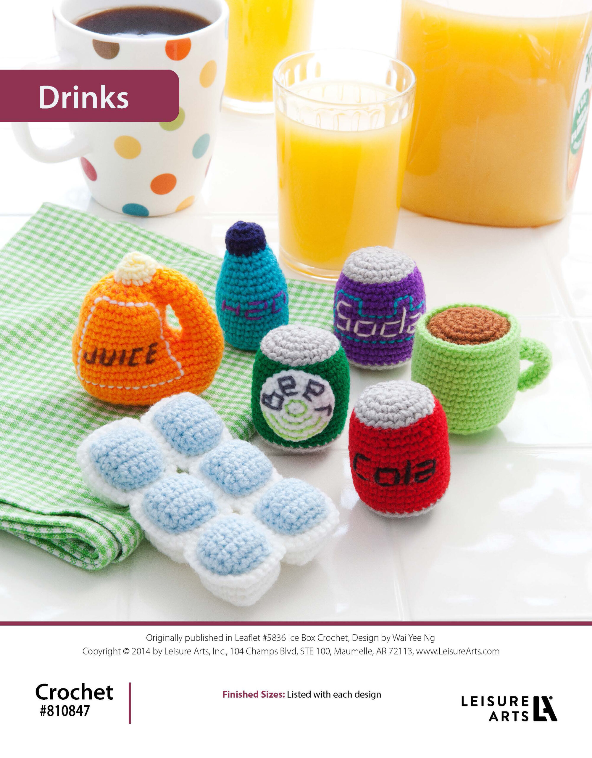 Leisure Arts Ice Box Crochet Drinks ePattern