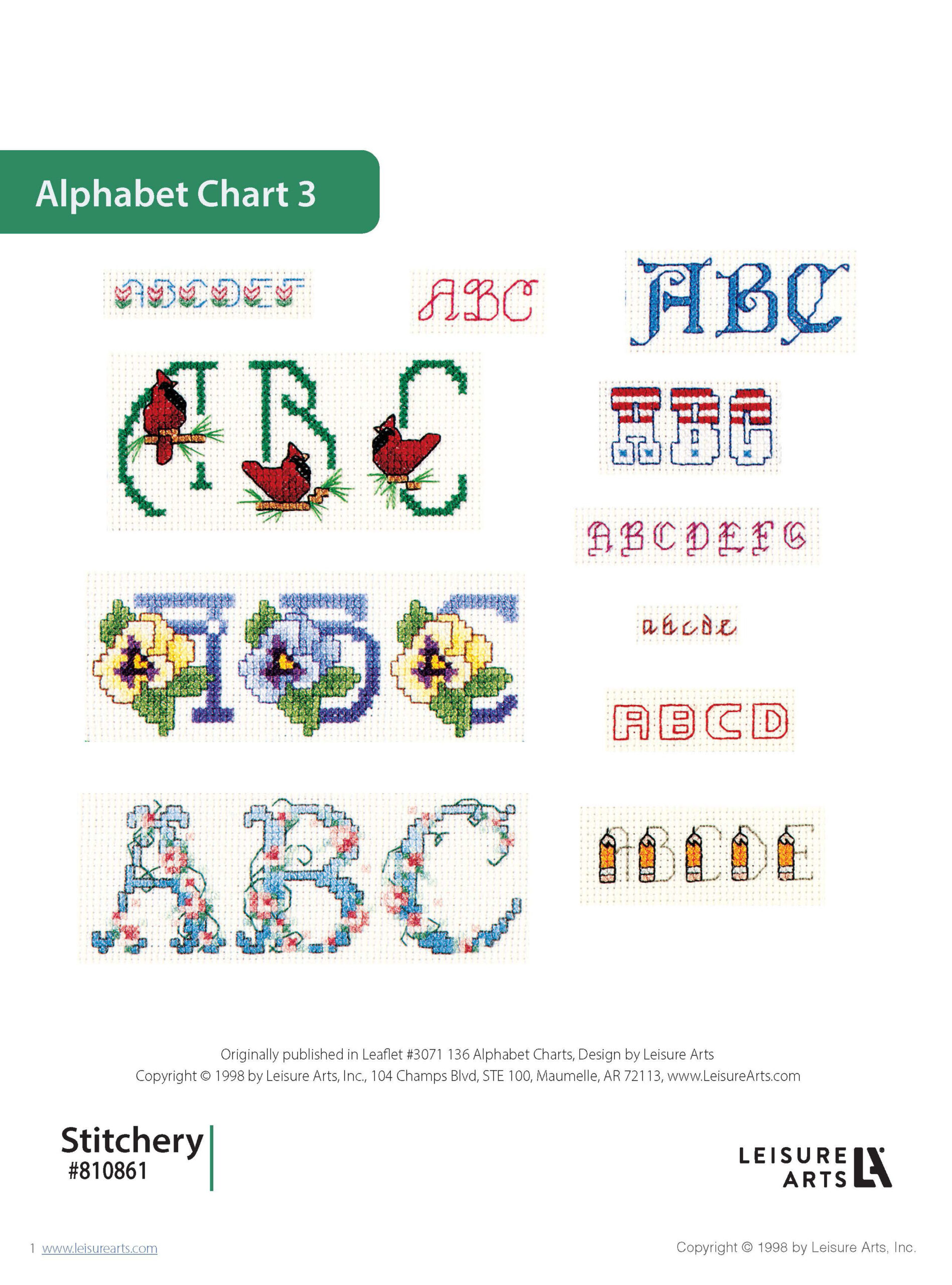 Leisure Arts 136 Alphabets Charts Alphabet Chart 3 Stitchery ePattern