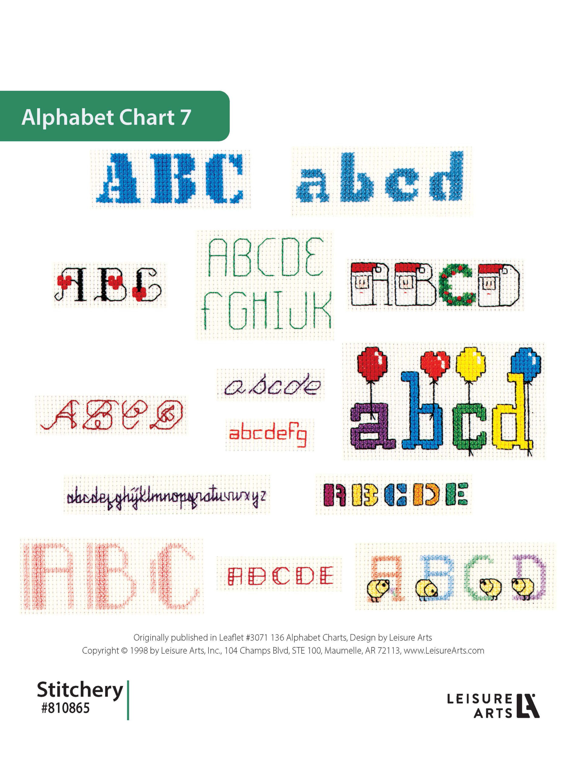 Leisure Arts 136 Alphabets Charts Alphabet Chart 7 Stitchery ePattern