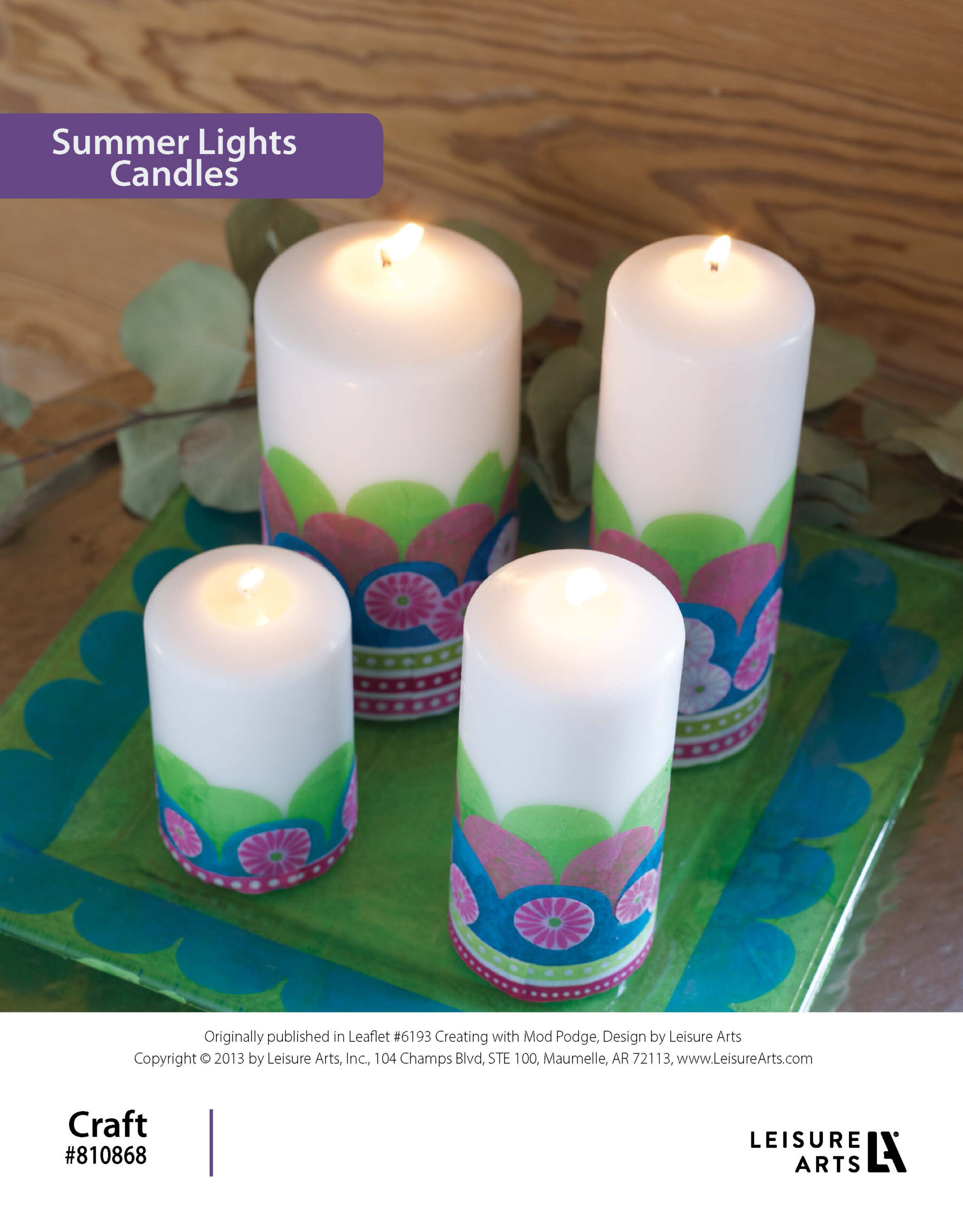 Leisure Arts Creating With Mod Podge Summer Lights Candles ePattern
