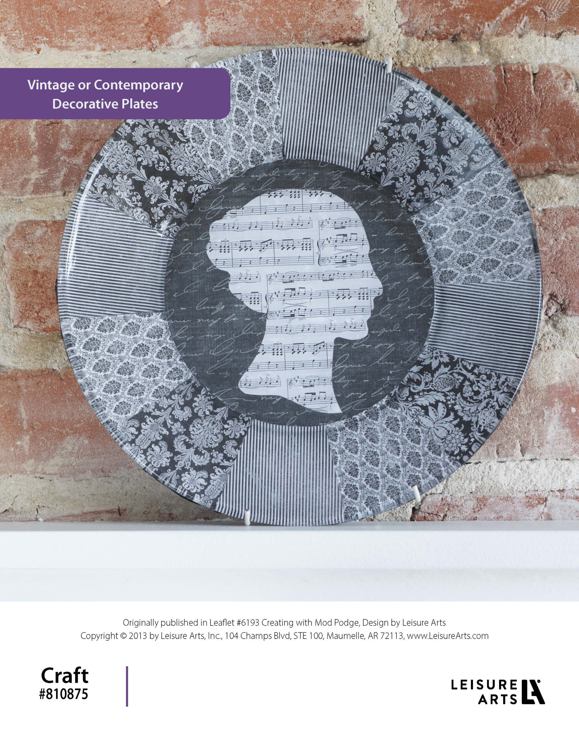 Leisure Arts Creating With Mod Podge Vintage Or Contemporary Plates ePattern