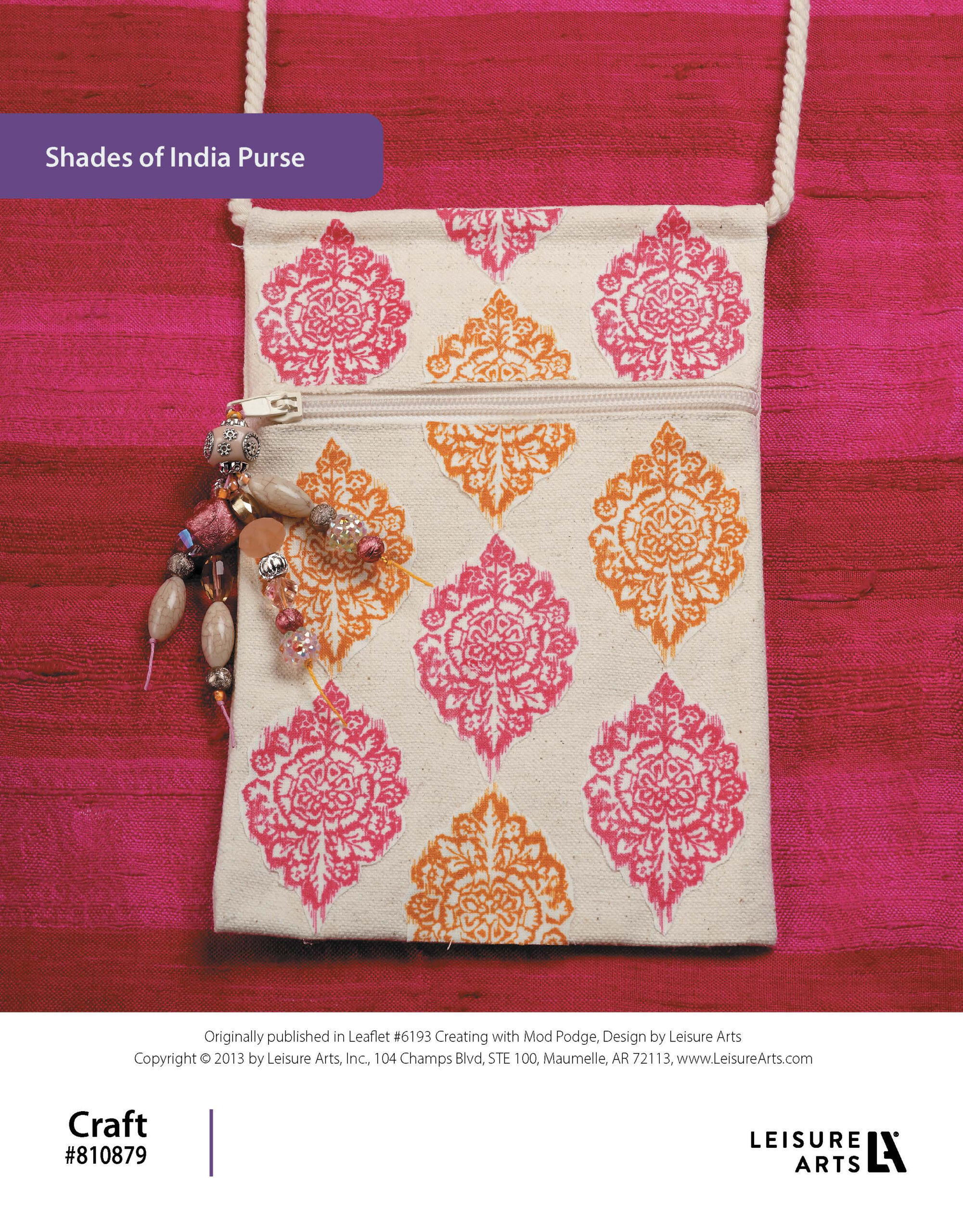 Leisure Arts Creating With Mod Podge Shades of India Purse ePattern