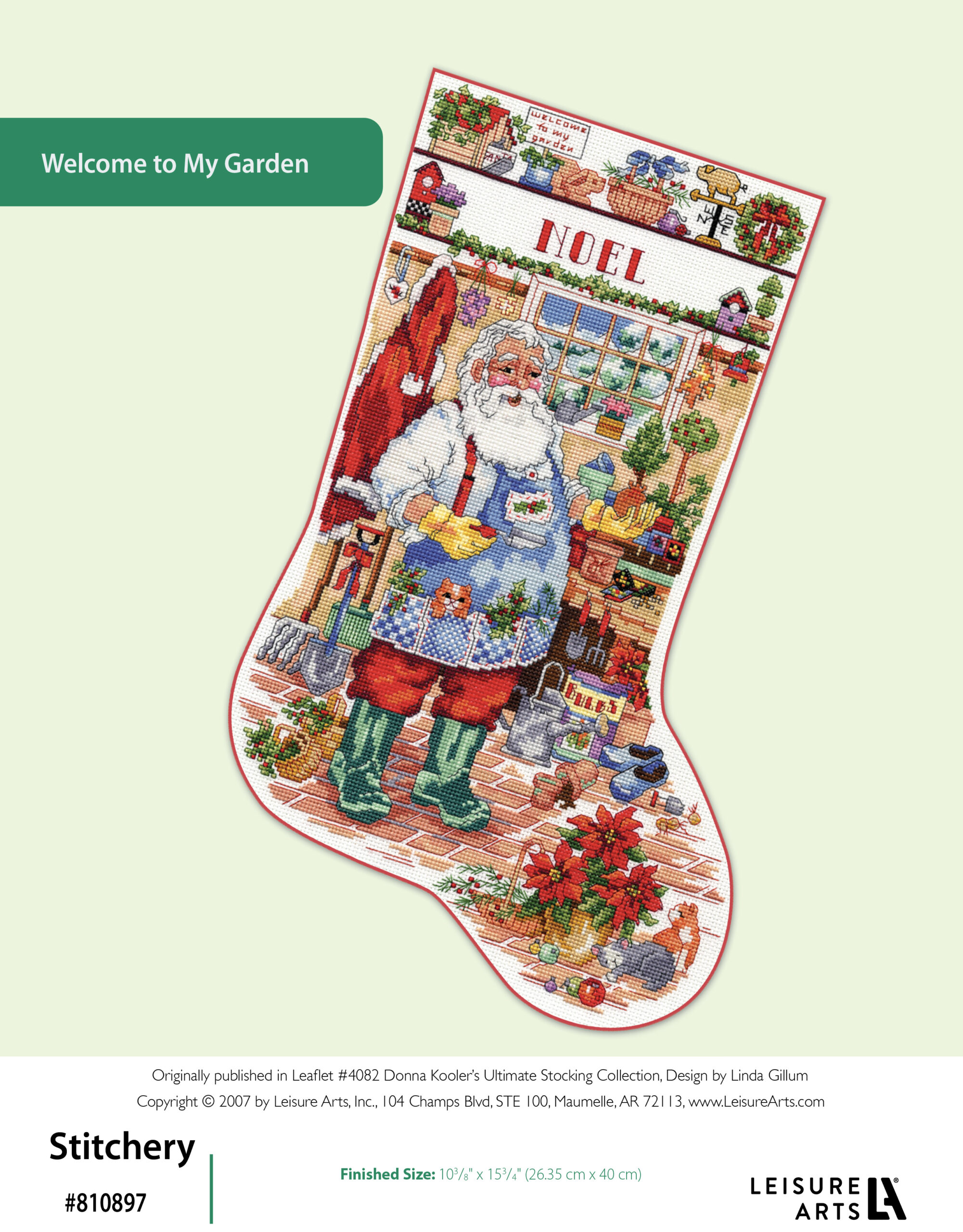 Leisure Arts Donna Koolers Ultimate Stocking Collection Welcome To My Garden Cross Stitch ePattern