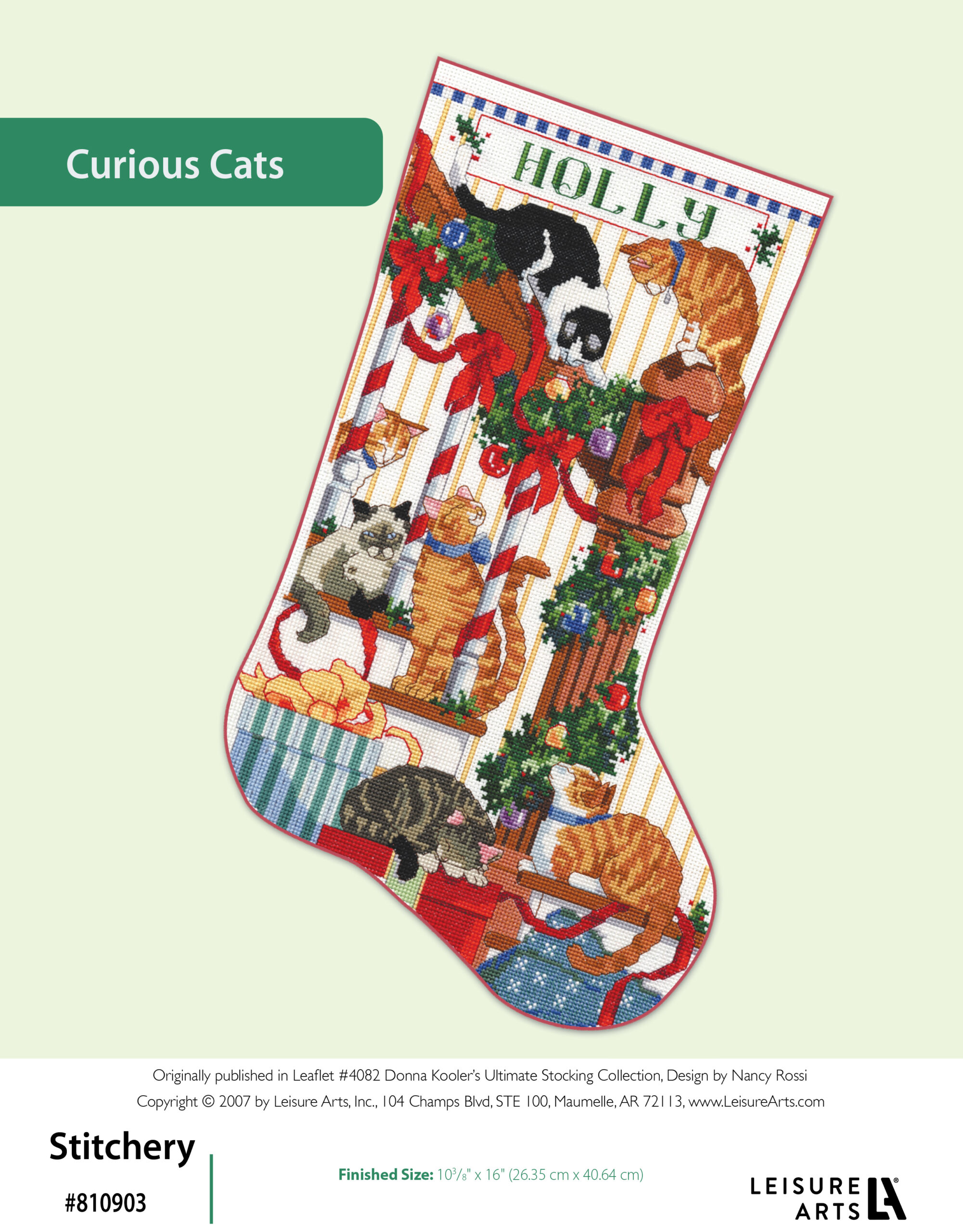 Leisure Arts Donna Koolers Ultimate Stocking Collection Curious Cats Cross Stitch ePattern