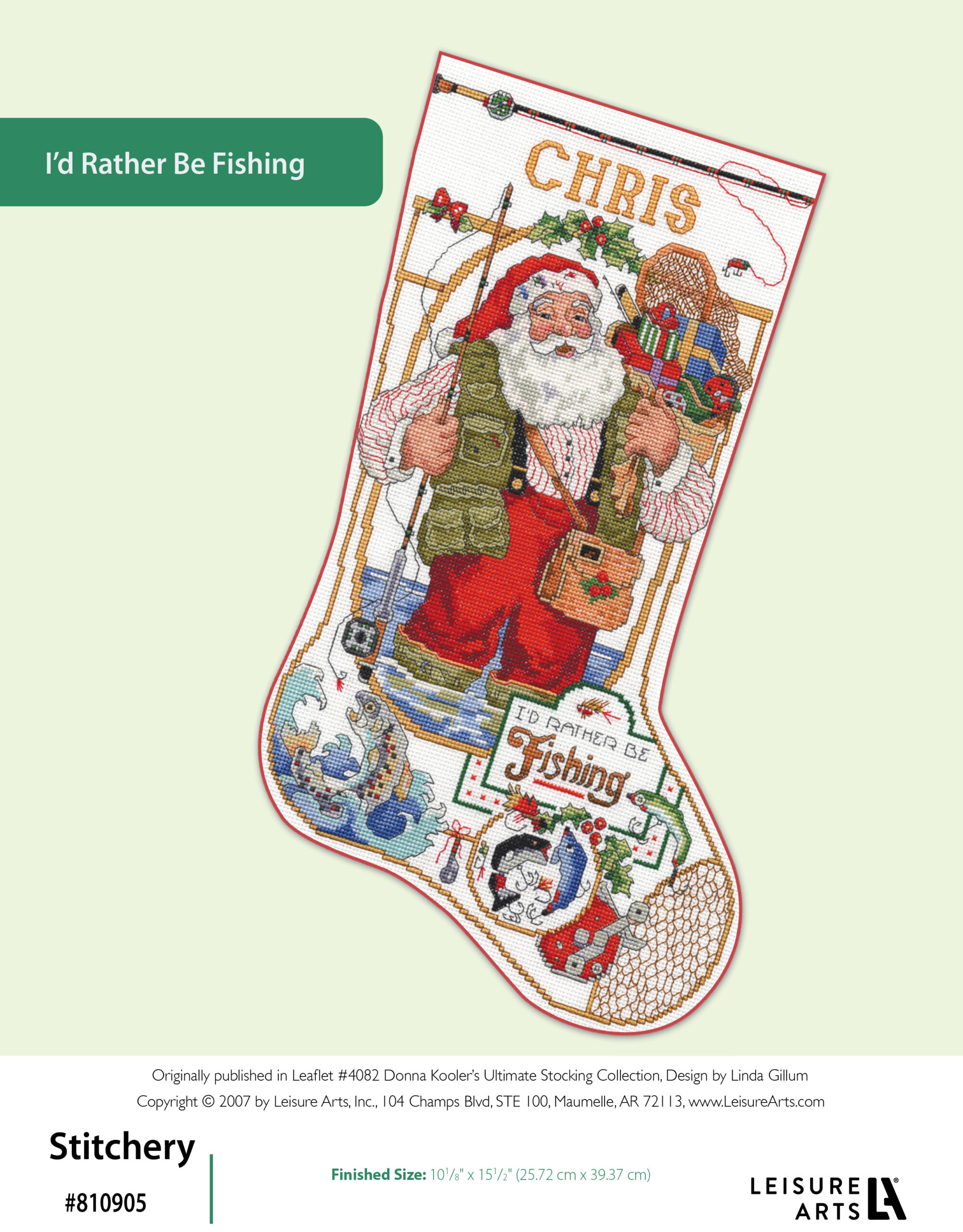 Leisure Arts Donna Koolers Ultimate Stocking Collection IAEd Rather Be Fishing Cross Stitch ePattern