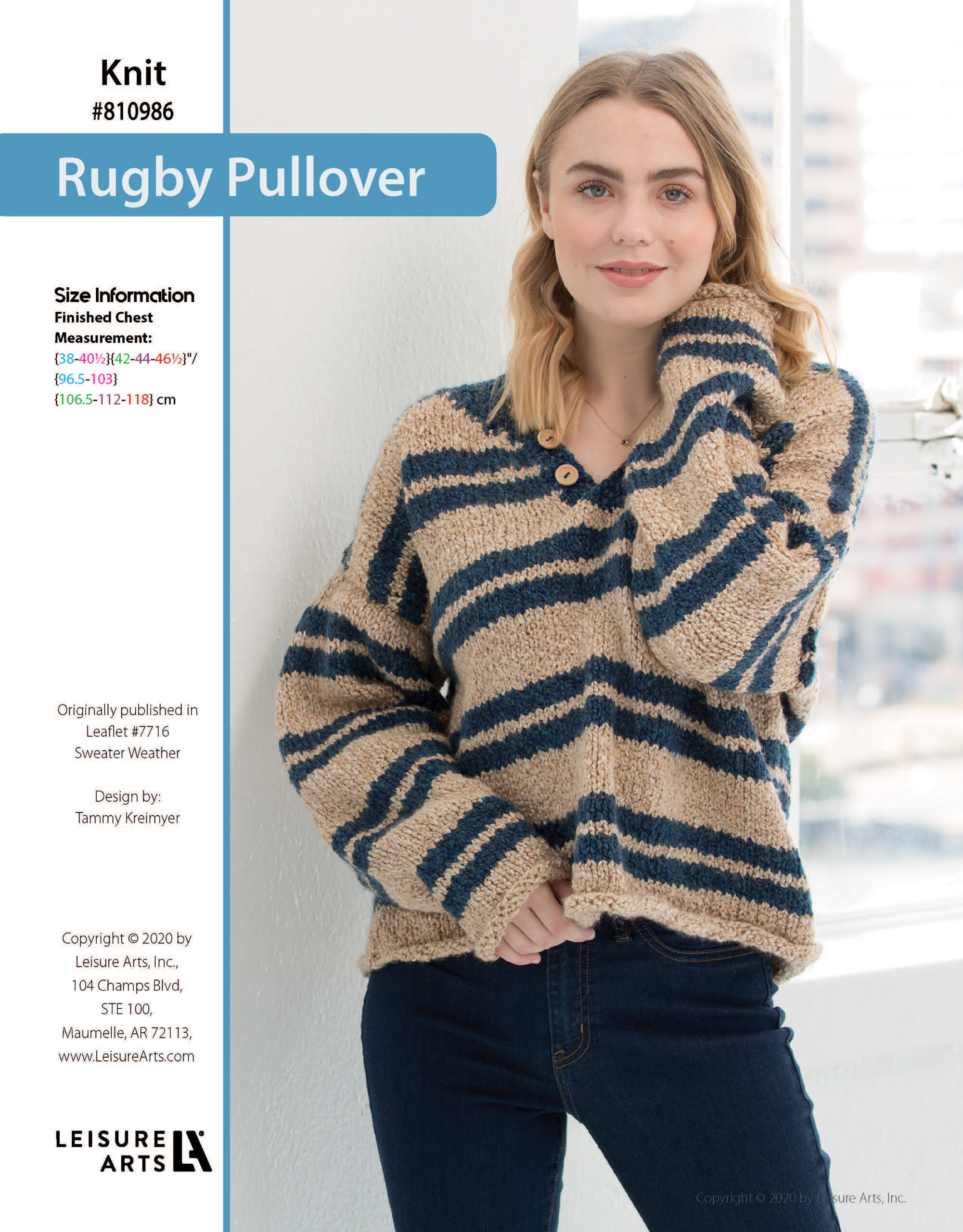 Leisure Arts ePattern Sweater Weather Knit Rugby Pullover