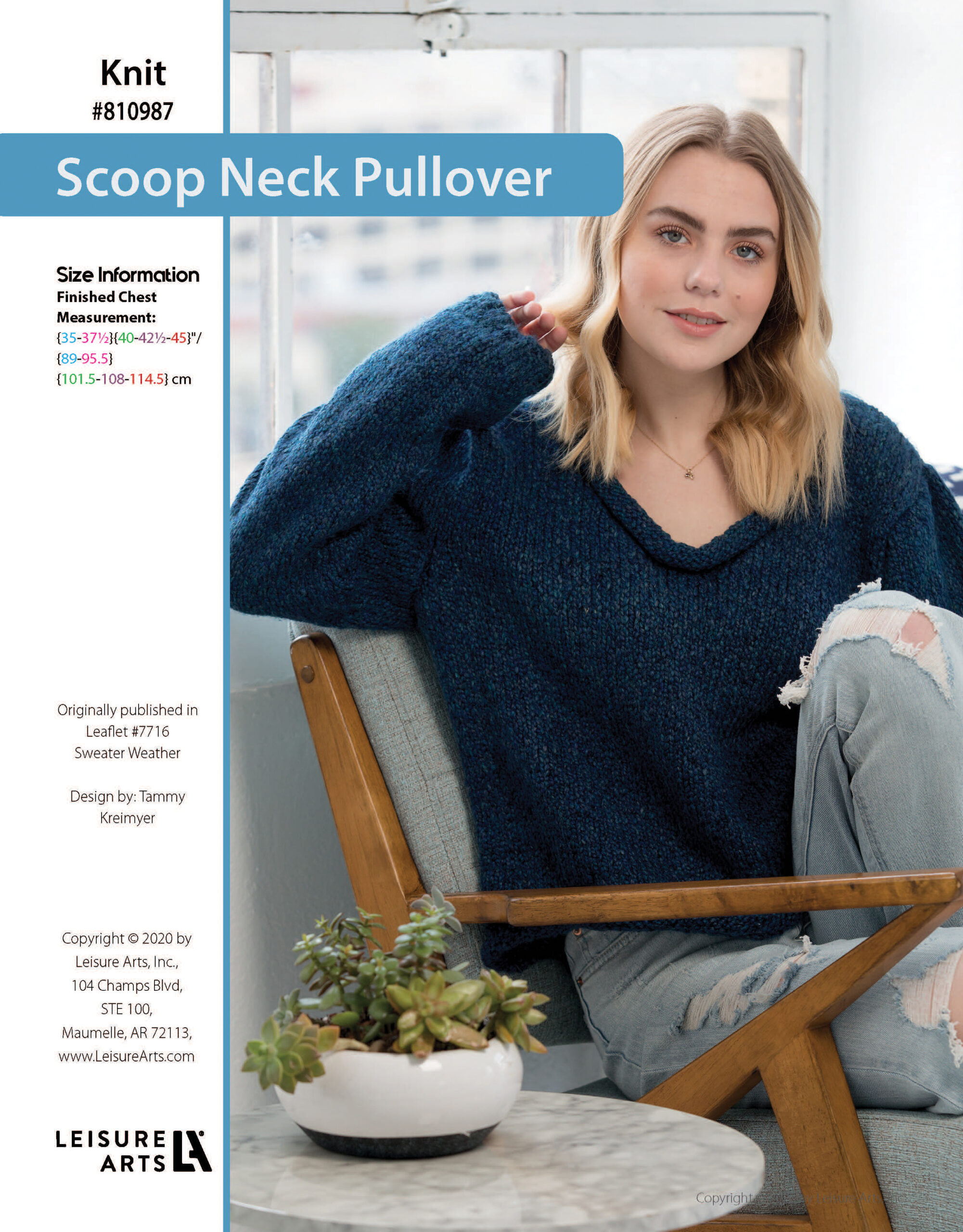 Leisure Arts ePattern Sweater Weather Knit Scoop Neck Pullover