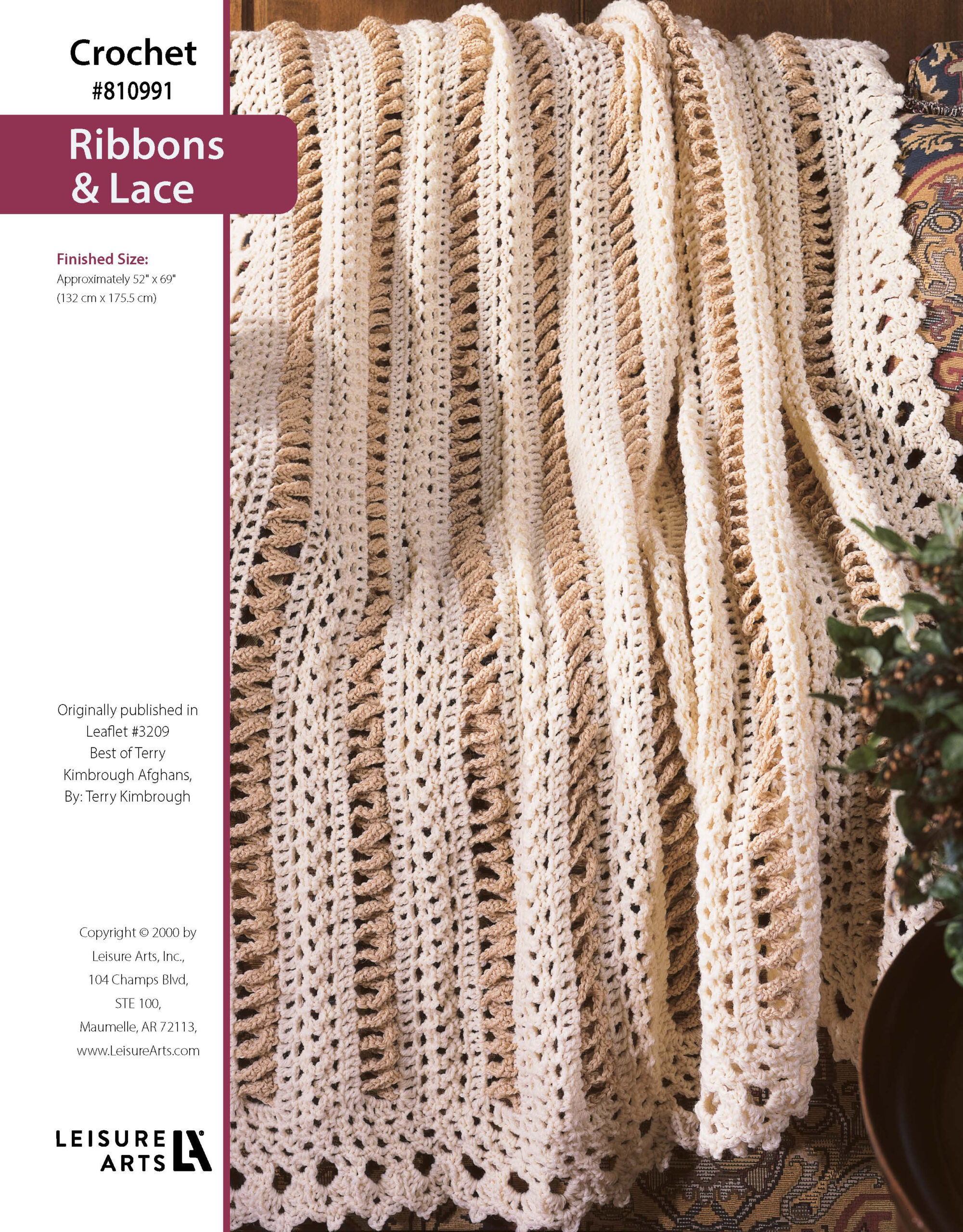 Leisure Arts ePattern Best of Terry Kimbrough Afghans Ribbons Lace Afghan