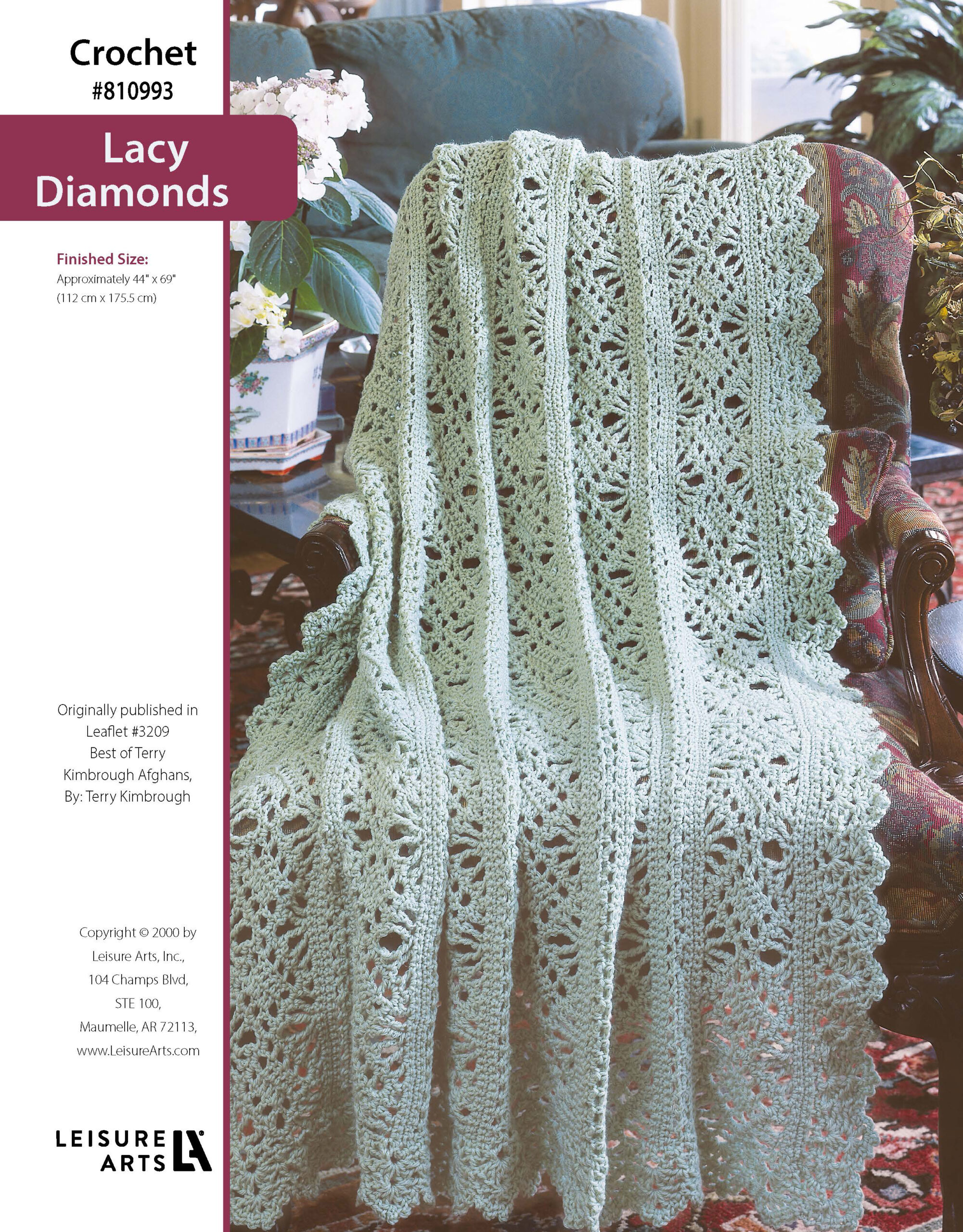 Leisure Arts ePattern Best of Terry Kimbrough Afghans Lacy Diamond Afghan
