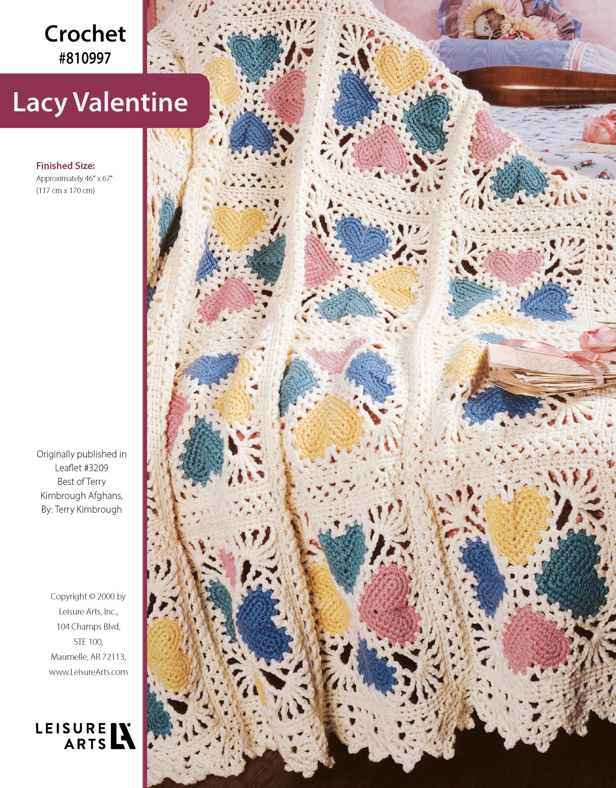 Leisure Arts ePattern Best of Terry Kimbrough Afghans Lacy Valentine Afghan